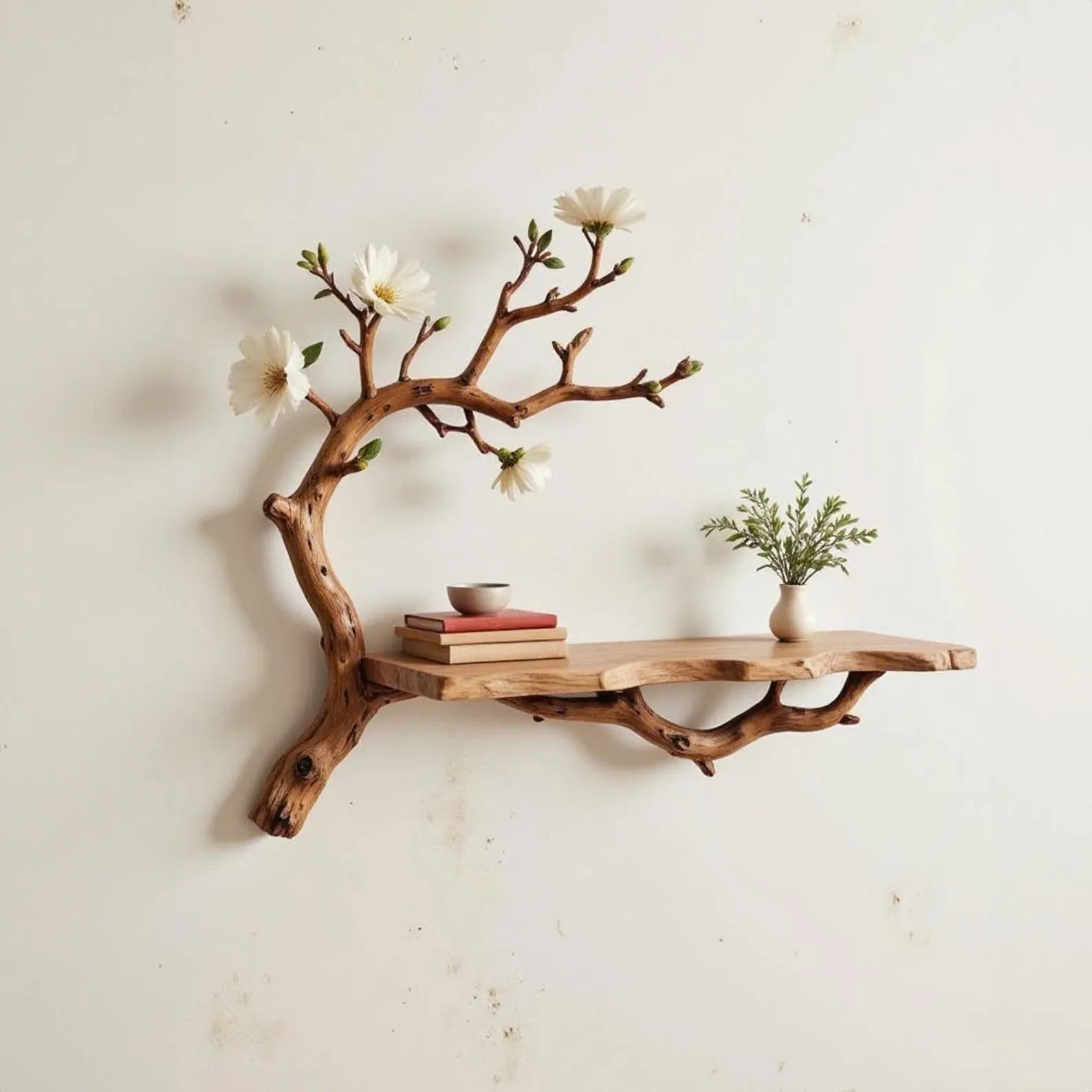 Driftwood Branch Floating Wall Shelf Unit For Home Decoration